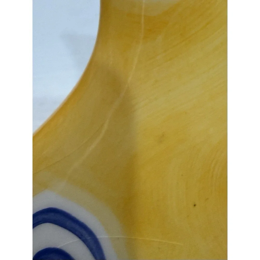 Vintage TerraGraphics Ceramic Picture Frame Vase – Yellow & Blue Swirl – 1996